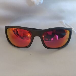 EUC JOJEN Red & Black River & Plastic Reflective Polarized Sunglasses